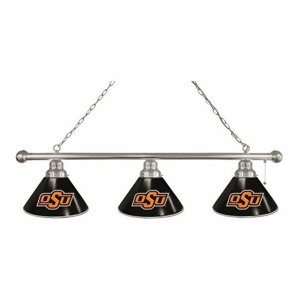 Oklahoma State 3 Shade Billiard Light, Chrome Fixture, Holland Bar Stool Co, Mfr#: BL3CHOKStUn